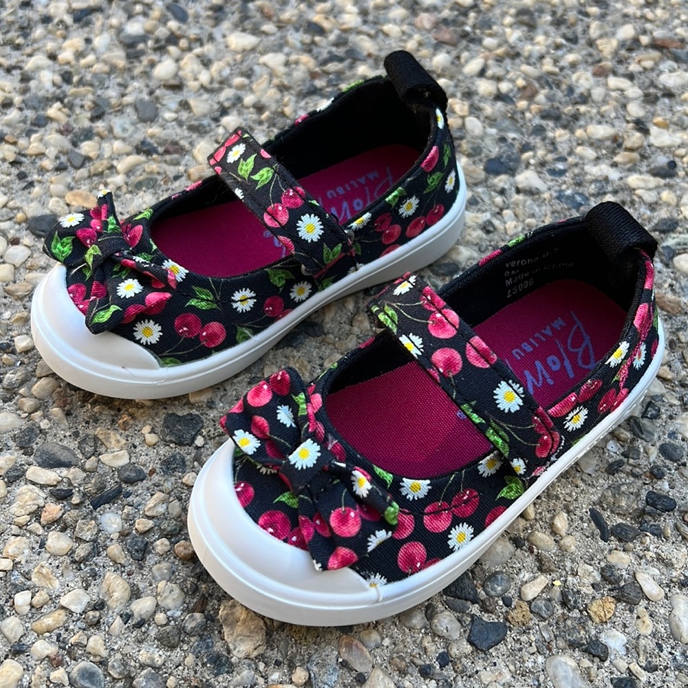 Blowfish Cherry Print Velcro Closure Mary Jane Shoes